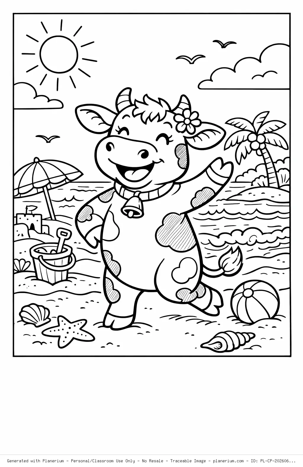 Happy Summer Cow at the Ocean