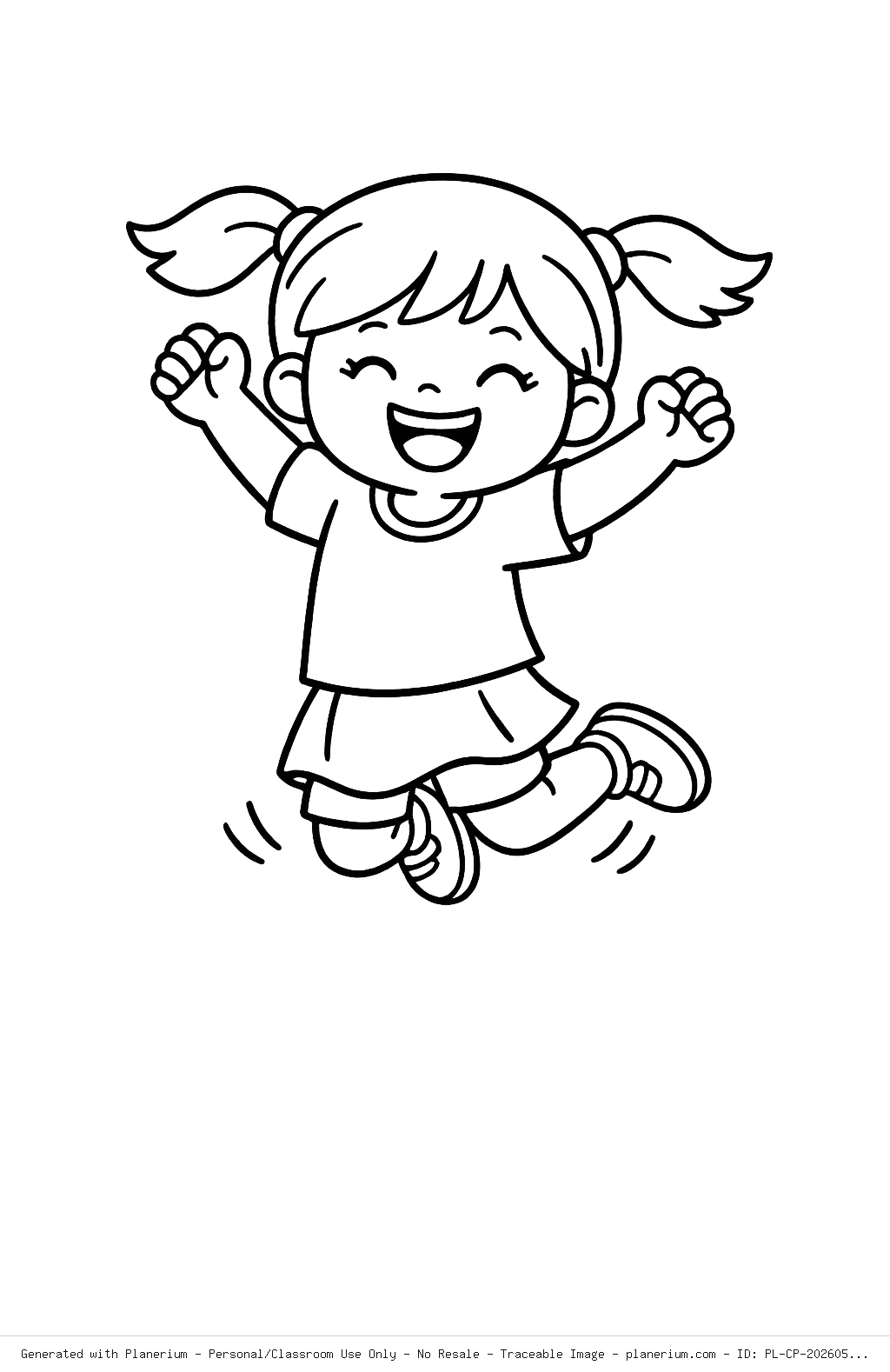 Jumping Girl Coloring Page