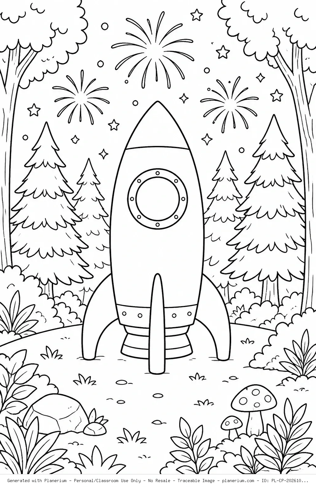 Rocket Forest Coloring Page