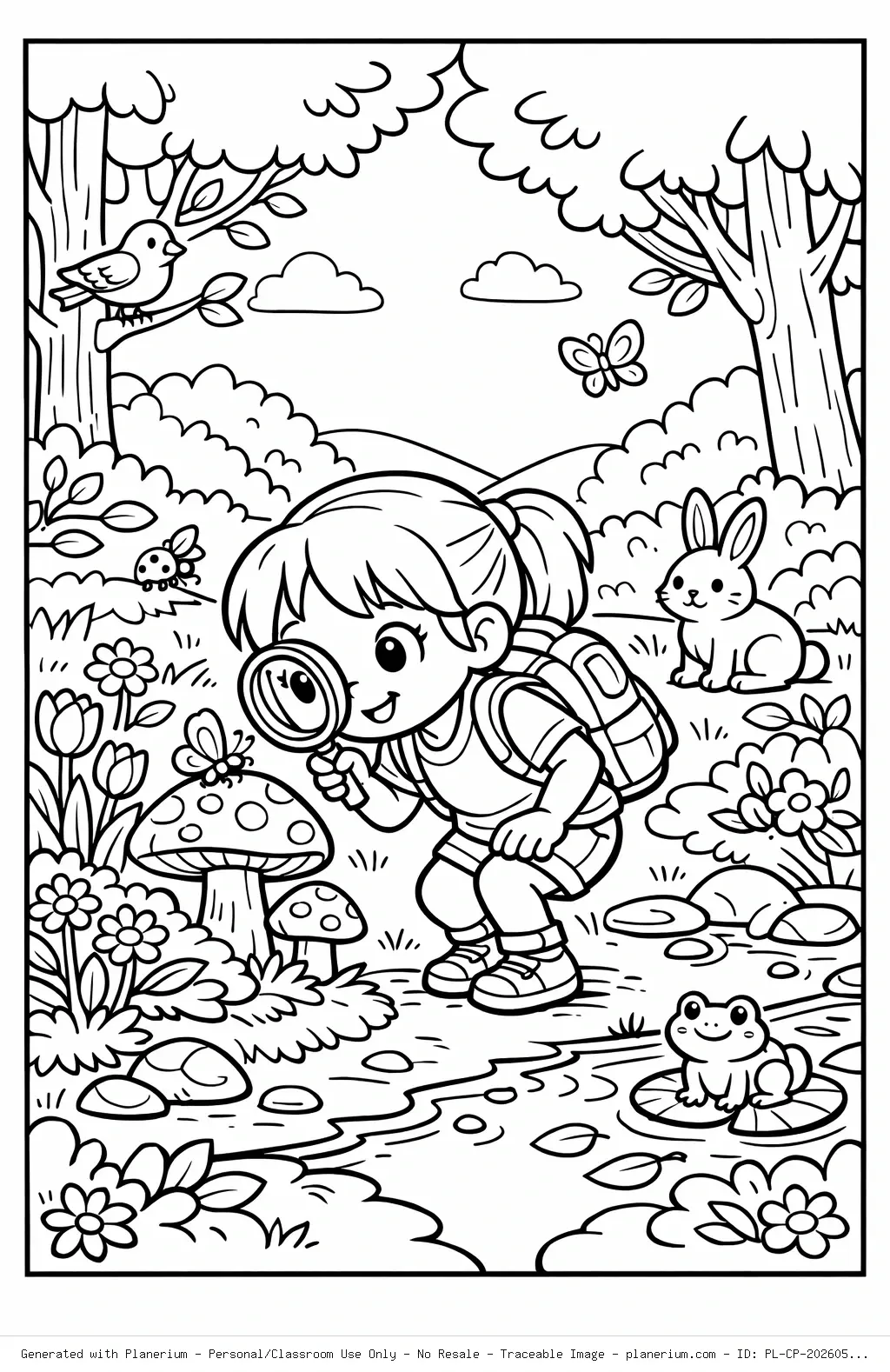 Spring Forest Exploration with a Girl