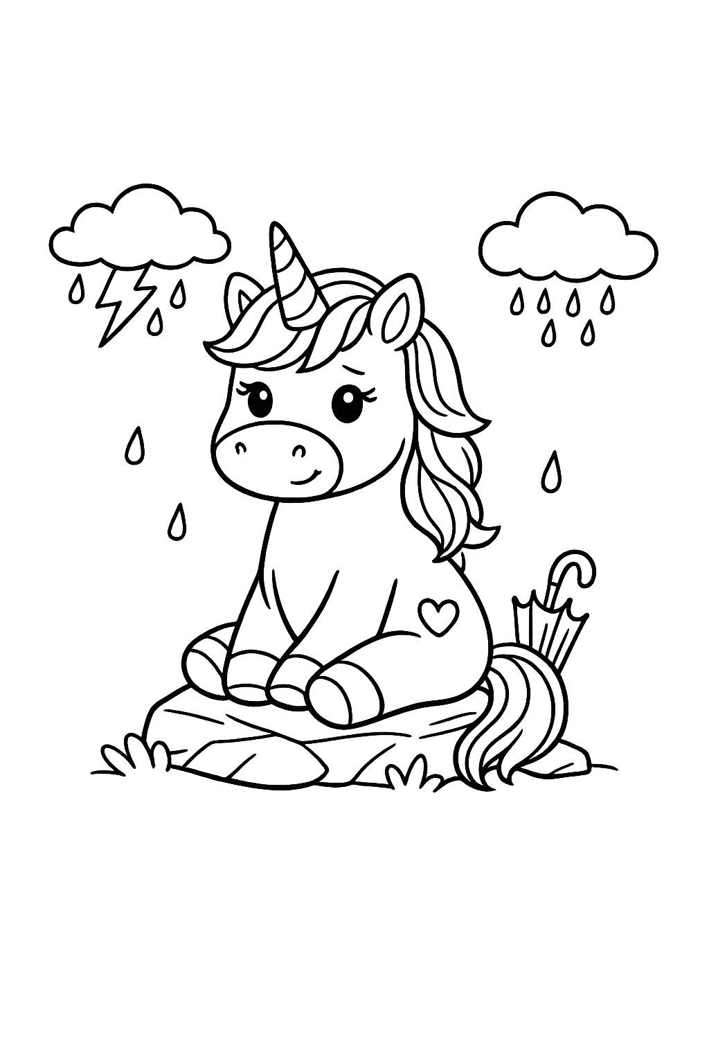 Stormy Sitting Unicorn Coloring Page