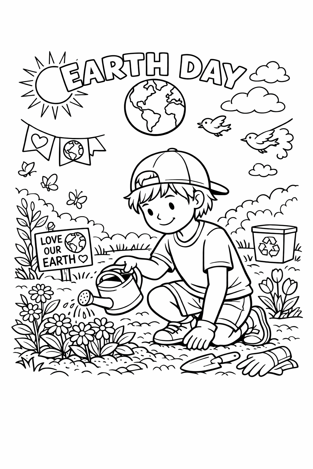Summer Garden Earth Day Coloring Fun Coloring Page