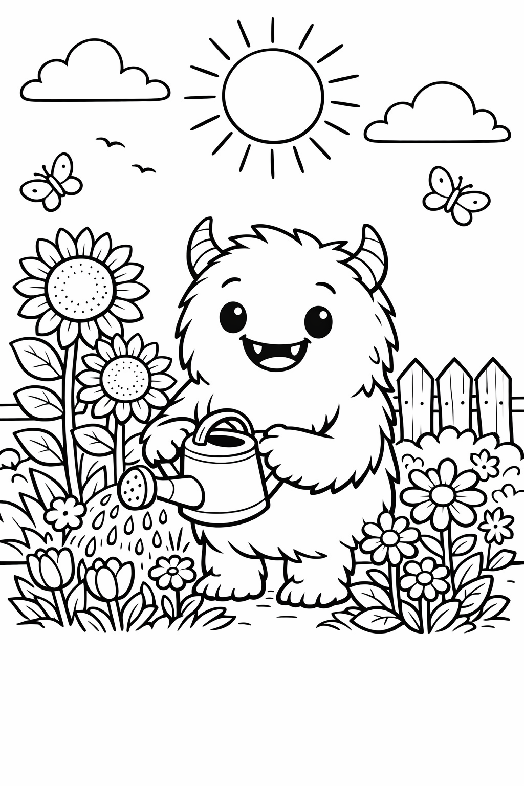 Summertime Garden Friend Coloring Page